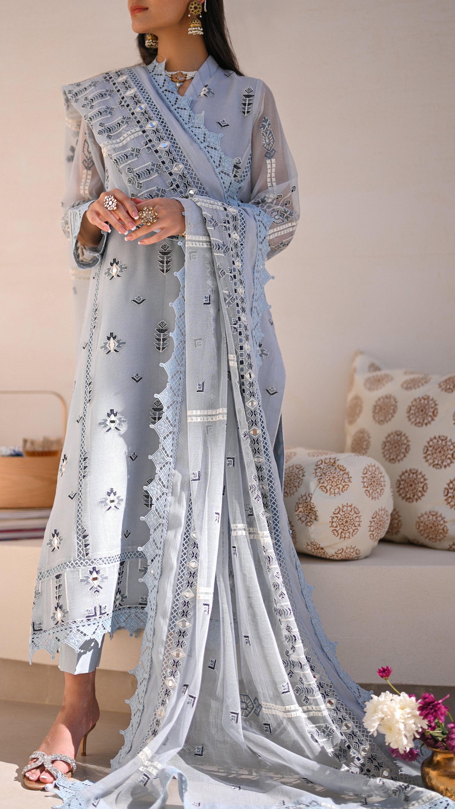 Saila Set & Embroidered Dupatta