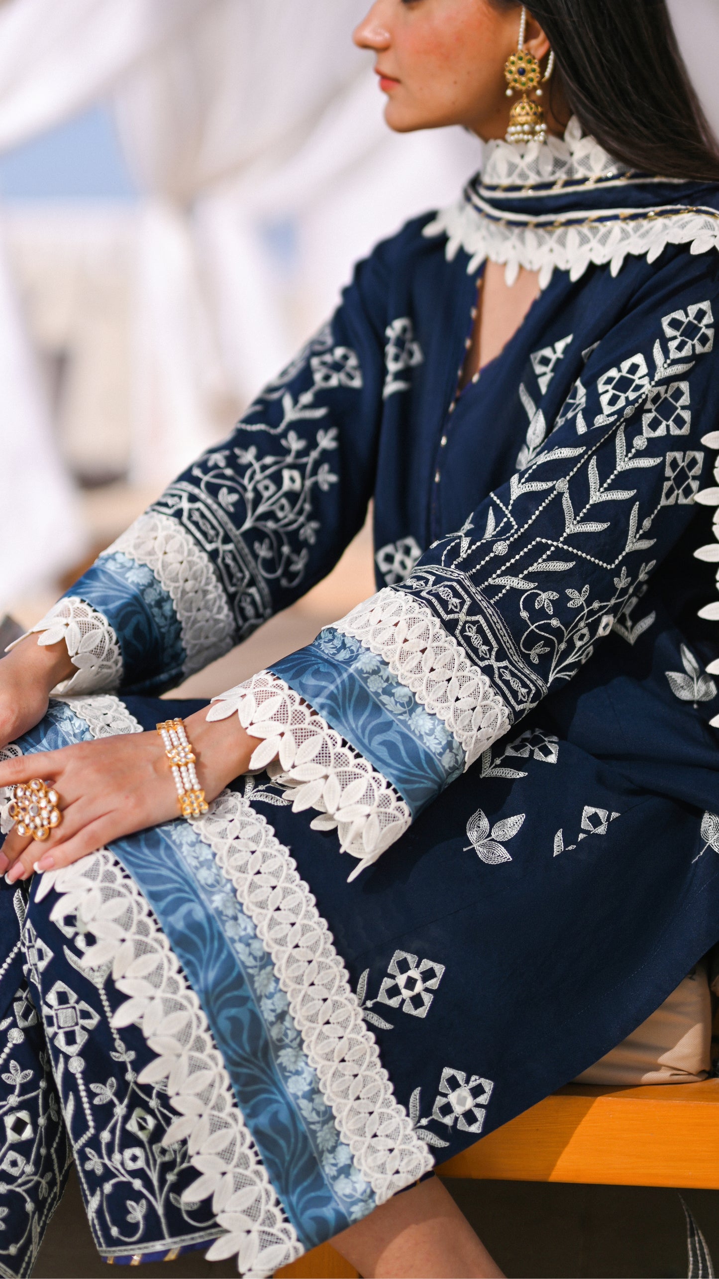 Nawal Kurta & Embroidered Izaar
