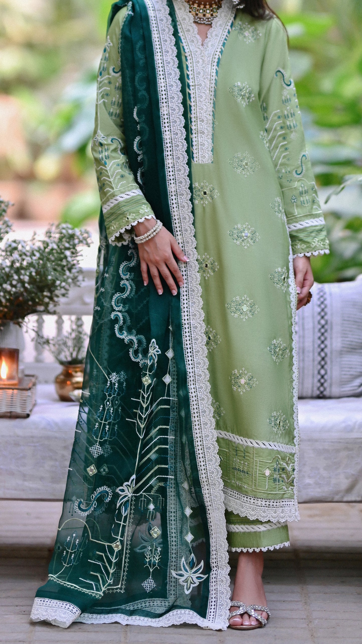 Lina Set & Embroidered Dupatta