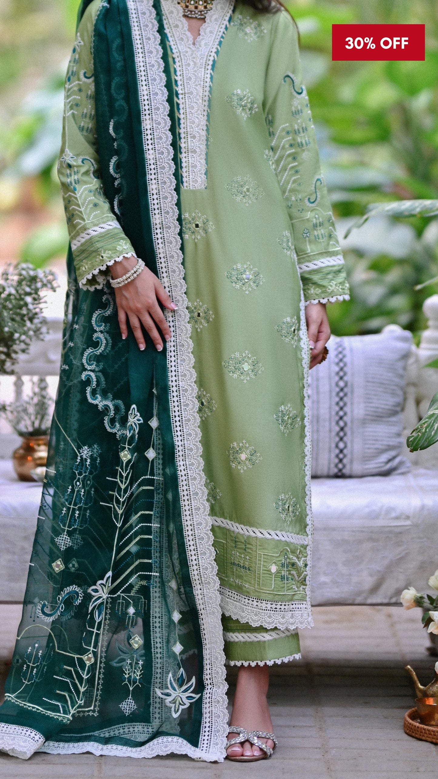 Lina Set & Embroidered Dupatta