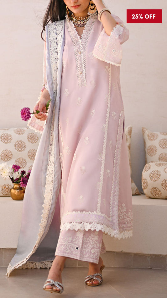 Reem Kurta, Embroidered Izaar & Silk Dupatta