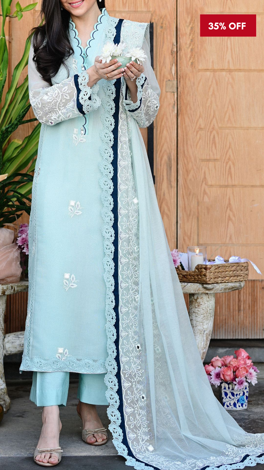 Aman Set & Embroidered Dupatta