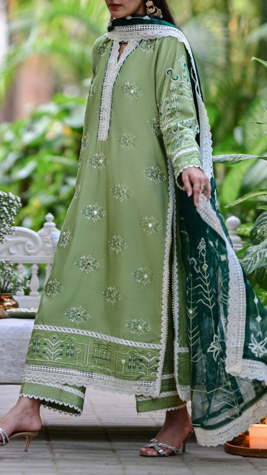 Linar Set & Embroidered Dupatta